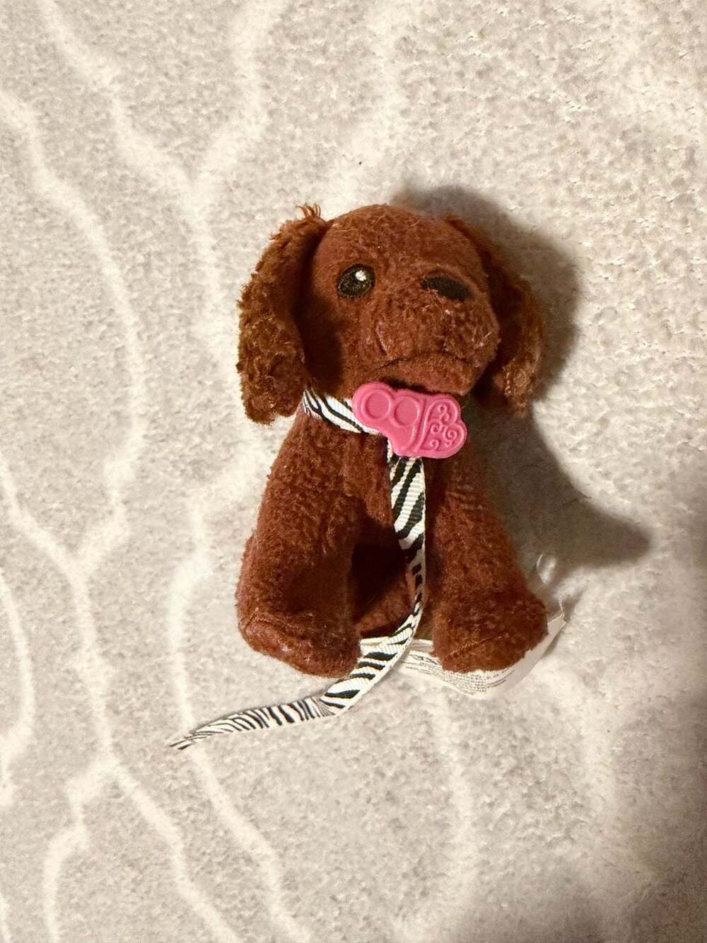 Our Generation 6-inch Brown Chocolate Labrador Puppy Plush with Pink Bone Tag an